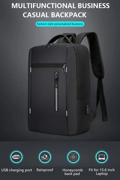 Waterproof Business Backpack for Men – USB Charging 15.6” Laptop Bag, Large Capacity School & Travel Backpack