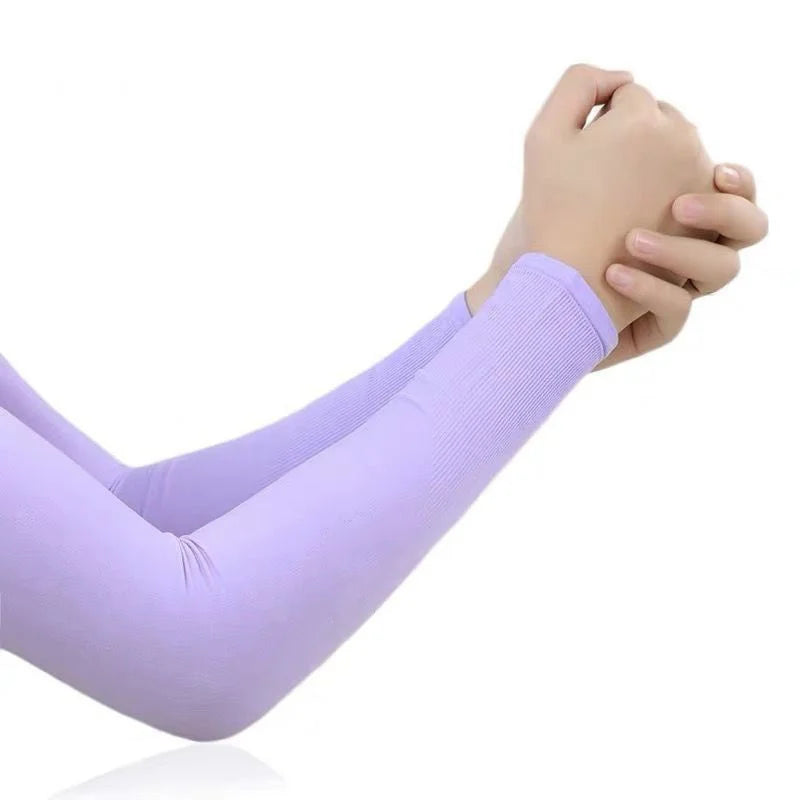 1 Pair Ice Silk Arm Sleeves – UV Protection Long Gloves for Outdoor Sports & Sun Protection