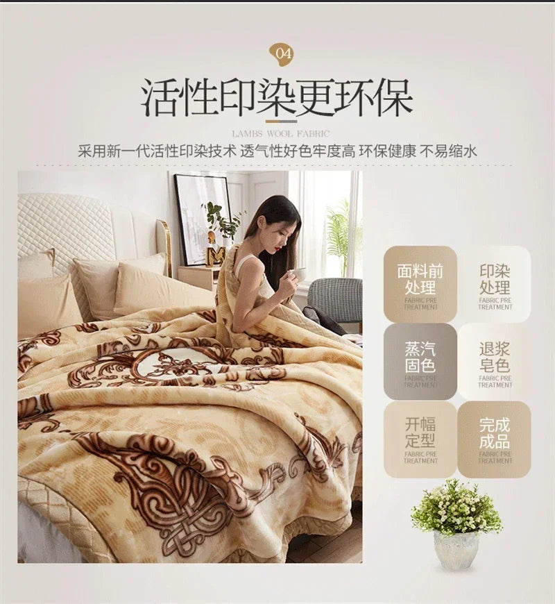 European Style Warm Raschel Blanket – Thickened Weighted Winter Comforter & Double-Sided Duvet