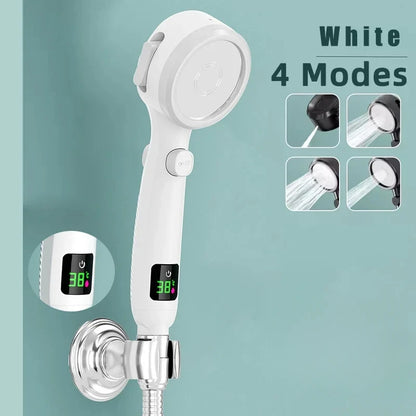 High Pressure Handheld LED Shower Head | Adjustable Water-Saving Showerhead with Digital Temperature Display & Pressurized Spray