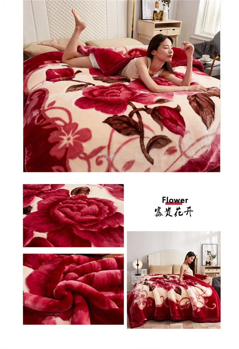 European Style Warm Raschel Blanket – Thickened Weighted Winter Comforter & Double-Sided Duvet