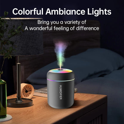 Mini USB Air Humidifier & Aroma Diffuser – Essential Oil Mist Maker with LED Light for Car & Home