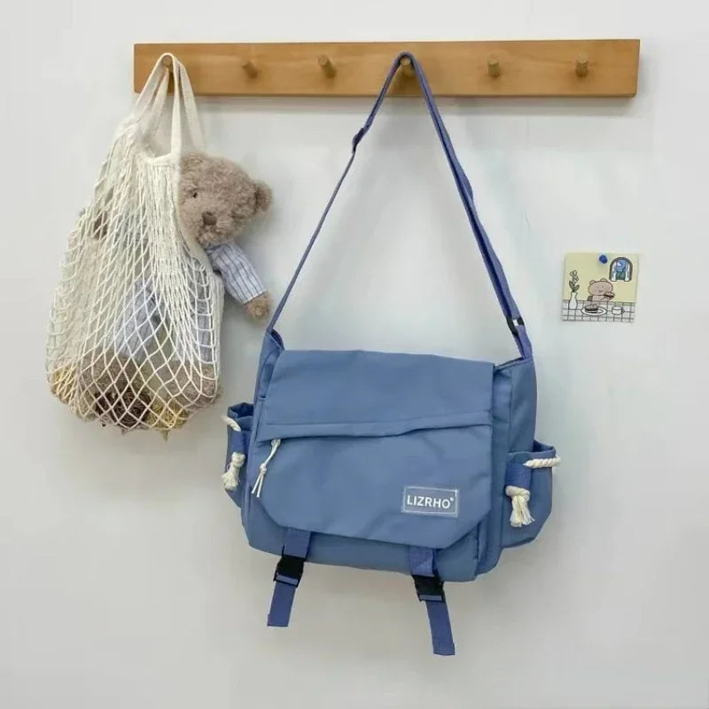 Japanese & Korean Style Single Shoulder Handbag – Retro Large Capacity School Postman Bag for Girls