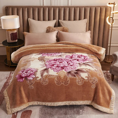 European Style Warm Raschel Blanket – Thickened Weighted Winter Comforter & Double-Sided Duvet