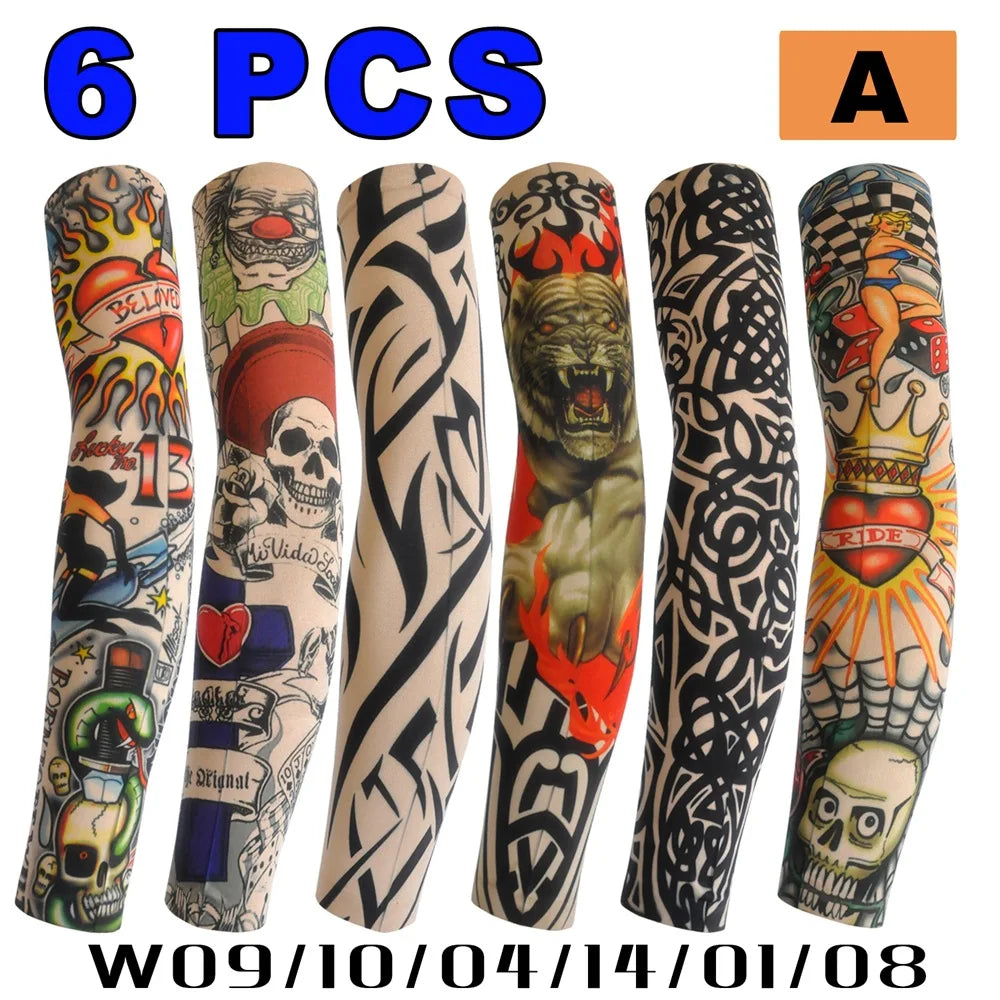 6 PCS Tattoo Sleeves for Men & Women – Elastic Arm Covers for Outdoor, Sports & Party Style
