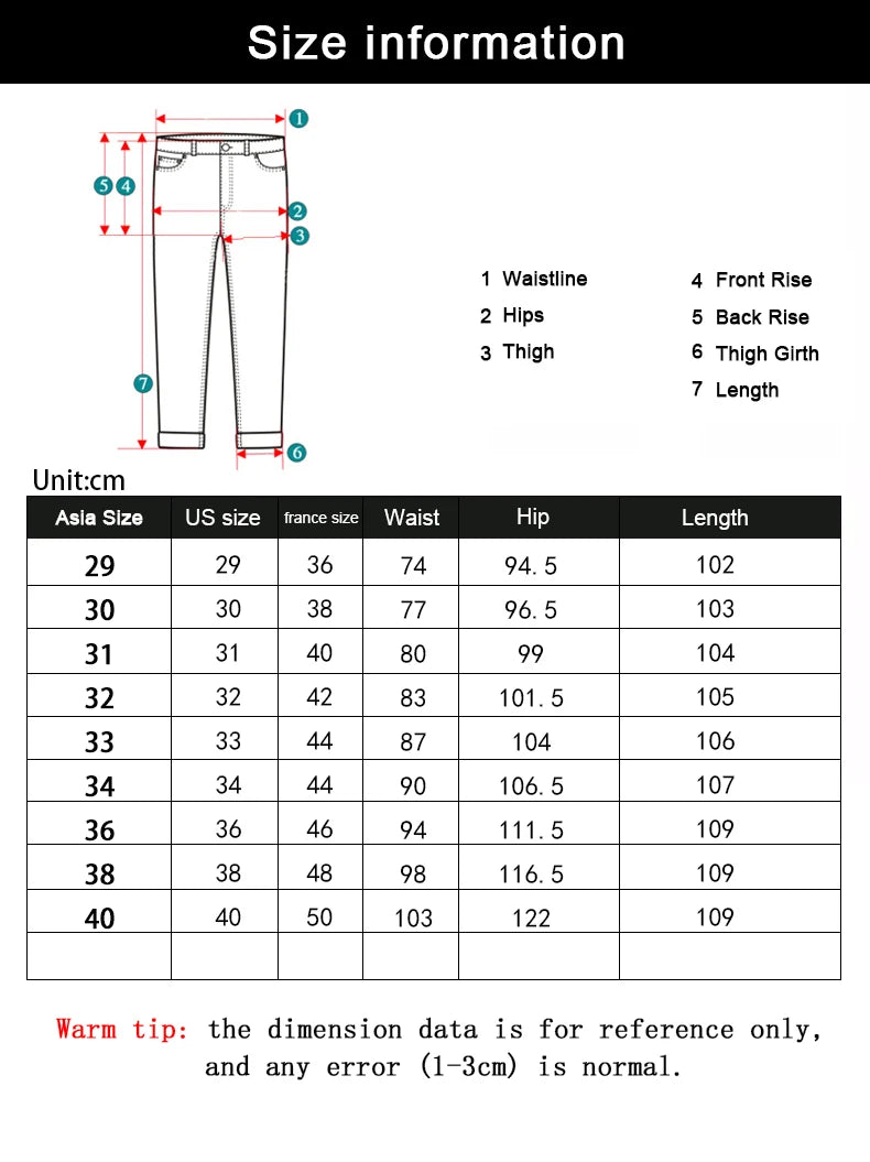 Wthinlee Men’s Business Jeans – Classic Straight Stretch Denim Trousers in Blue & Black