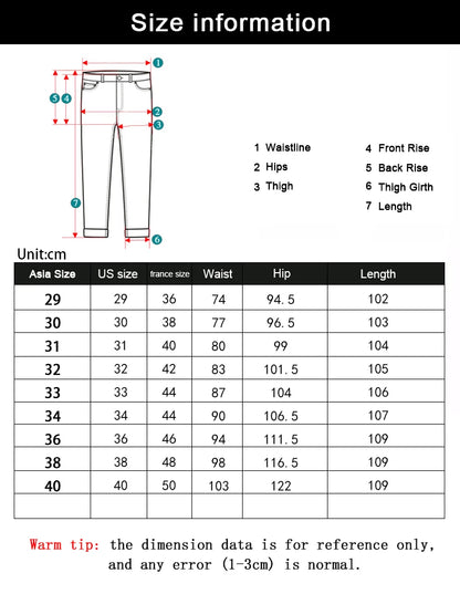 Wthinlee Men’s Business Jeans – Classic Straight Stretch Denim Trousers in Blue & Black