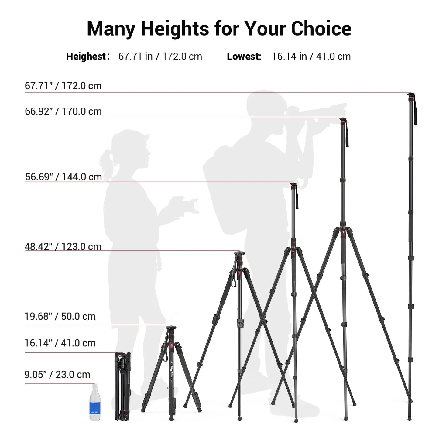 SmallRig T-10 Aluminum Tripod 3983 | Compact Lightweight Foldable Tripod for Camera & Smartphone | 15KG Load Capacity