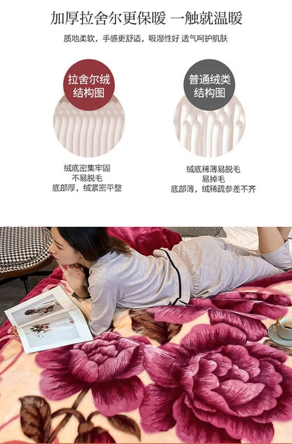 Winter Double Layer Raschel Blanket – Thick Warm Heavy Fluffy Fleece Quilt 150x200cm