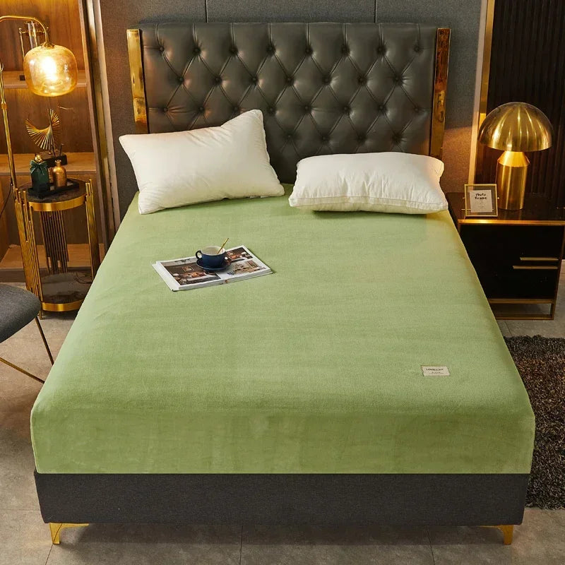 Soft Warm Thick Velvet Fitted Sheet – High Quality Non-Slip Elastic Mattress Cover & Adjustable Bed Protector