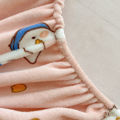 Milk Velvet Cartoon Printed Fitted Sheet – Plush Warm Mattress Protective Cover for Winter, Skin-Friendly Bed Cover for Dorm & Home