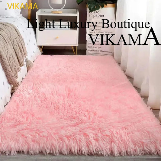 VIKAMA Silk Wool Rug – Soft Non-Slip Luxury Mat for Living Room & Bedroom