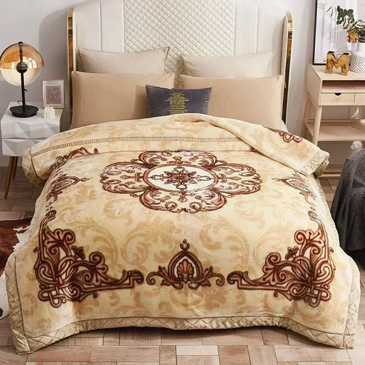 European Style Warm Raschel Blanket – Thickened Weighted Winter Comforter & Double-Sided Duvet