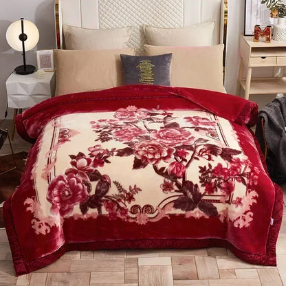 European Style Warm Raschel Blanket – Thickened Weighted Winter Comforter & Double-Sided Duvet