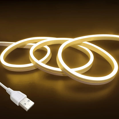USB LED Neon Strip Light – 5V Dimmable Touch Sensor Flexible Waterproof Silicone Light for Home & Outdoor Decor