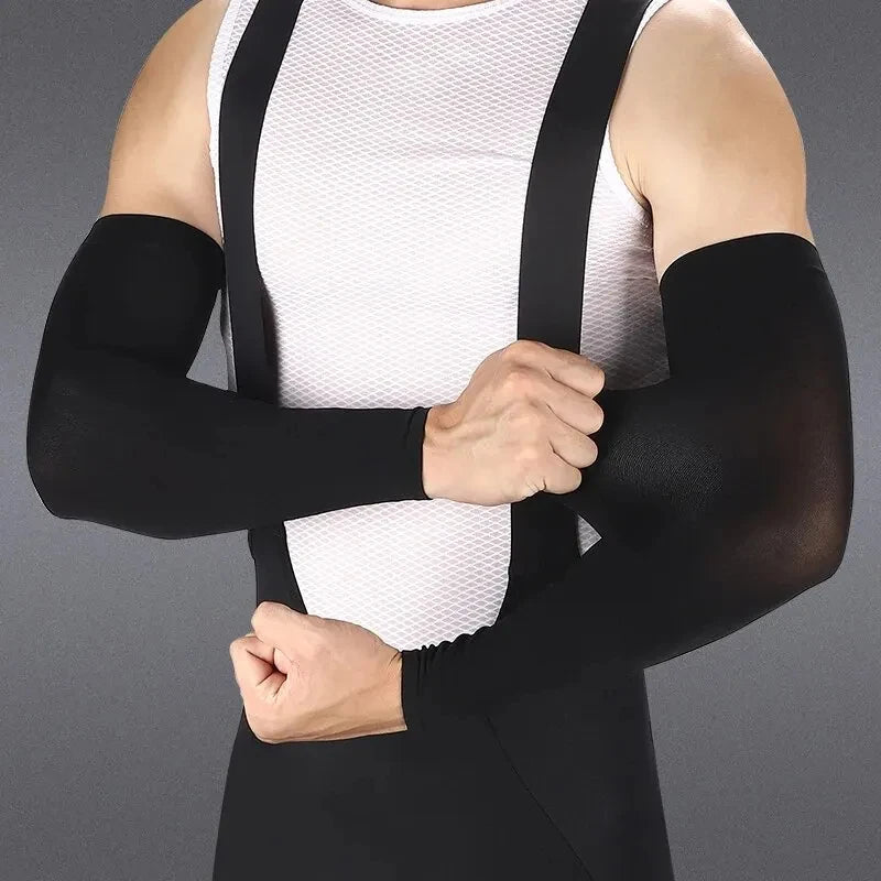 Ice Silk Sports Arm Sleeves – UV Protection Cooling Sleeves for Cycling, Running, Gym & Outdoor Travel
