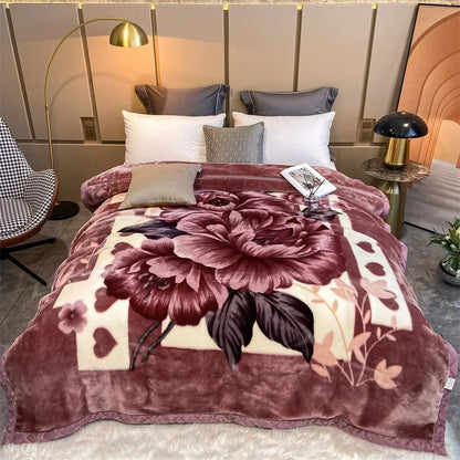 Winter Double Layer Raschel Blanket – Thick Warm Heavy Fluffy Fleece Quilt 150x200cm
