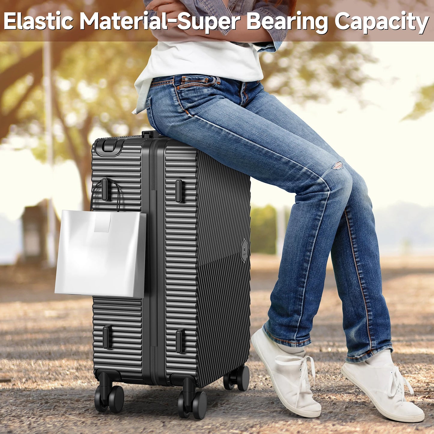 Lightweight 22" Carry-On Luggage – Hard Shell Suitcase with 360° Spinner Wheels, Airline-Approved & LSA Lock Dual Zippers