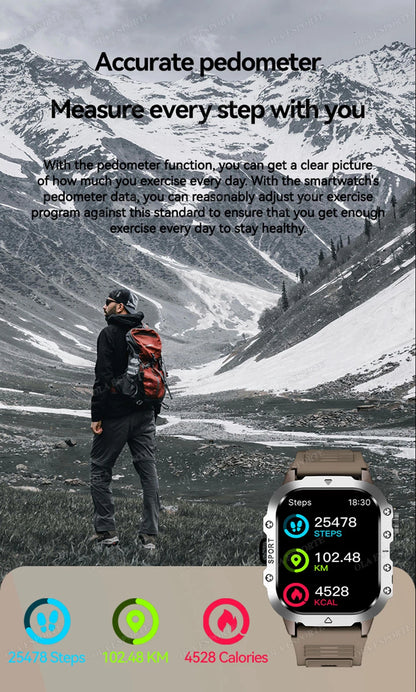Men’s Military Outdoor GPS Sports Smart Watch – Heart Rate, Sleep Monitor & Waterproof Fitness Watch for iOS & Android