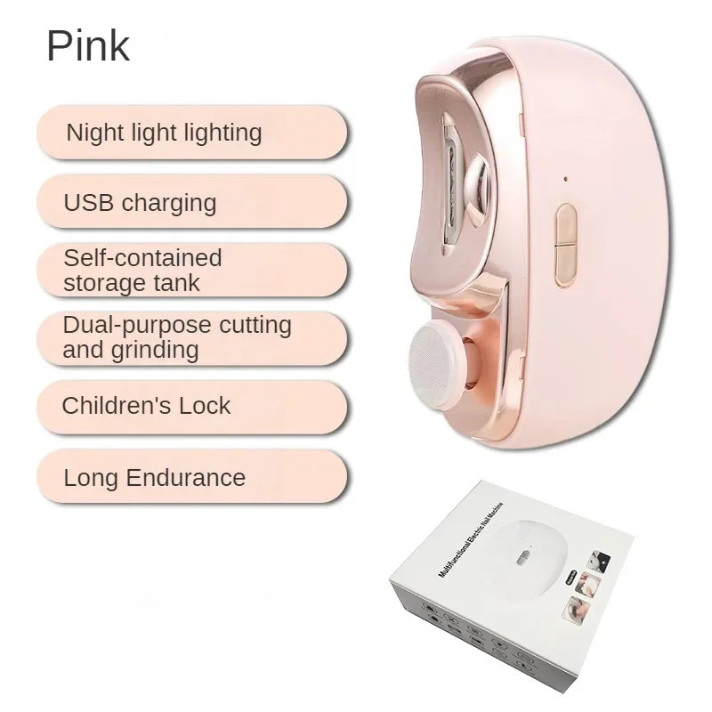 2-in-1 Electric Nail Clipper & Grinder – Portable Automatic Nail Trimmer with Polishing Function for Easy Manicure