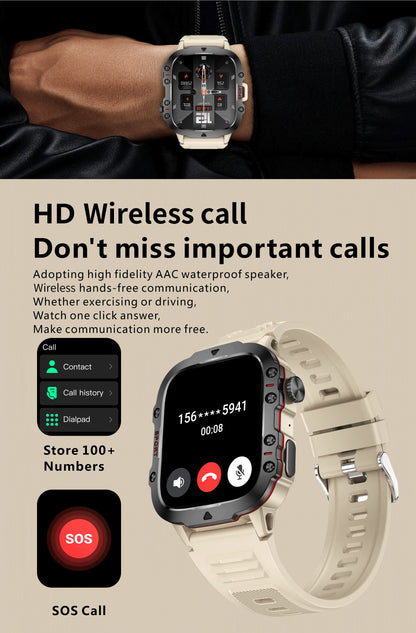 LIGE Outdoor Smart Watch Men – 2.01" Screen, Waterproof, Bluetooth Call & AI Voice for Android & iOS