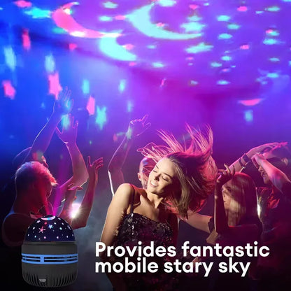 LED Starry Sky Projector – Rotating Night Light with Moon & Stars for Room Decor