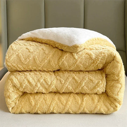 Warm Winter Super Thick Blanket Quilt – Artificial Lamb Cashmere Weighted Comforter for Bed
