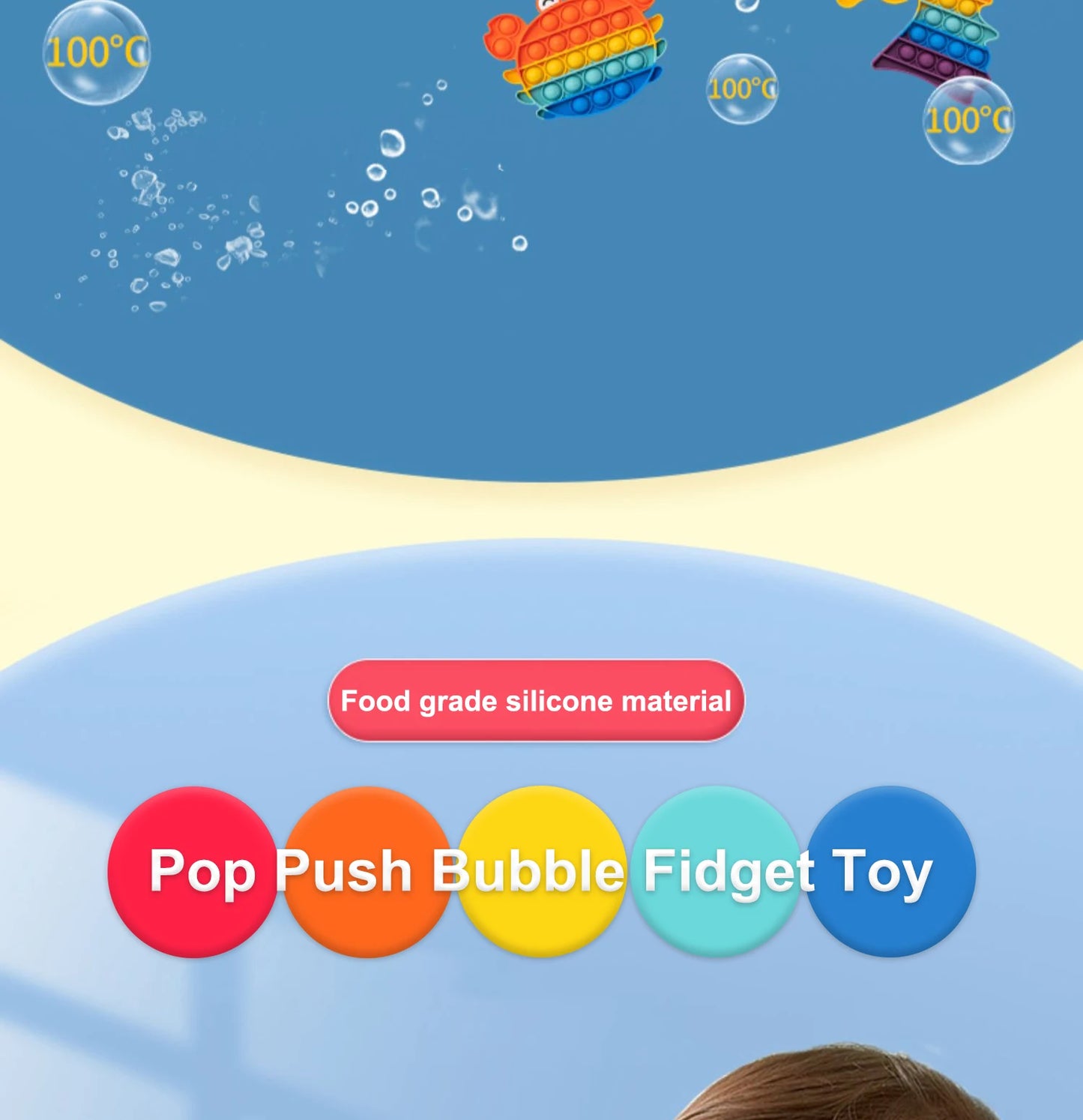 Rainbow Pop Push Bubble Fidget Toy – Stress Relief Sensory Toy for Kids & Adults