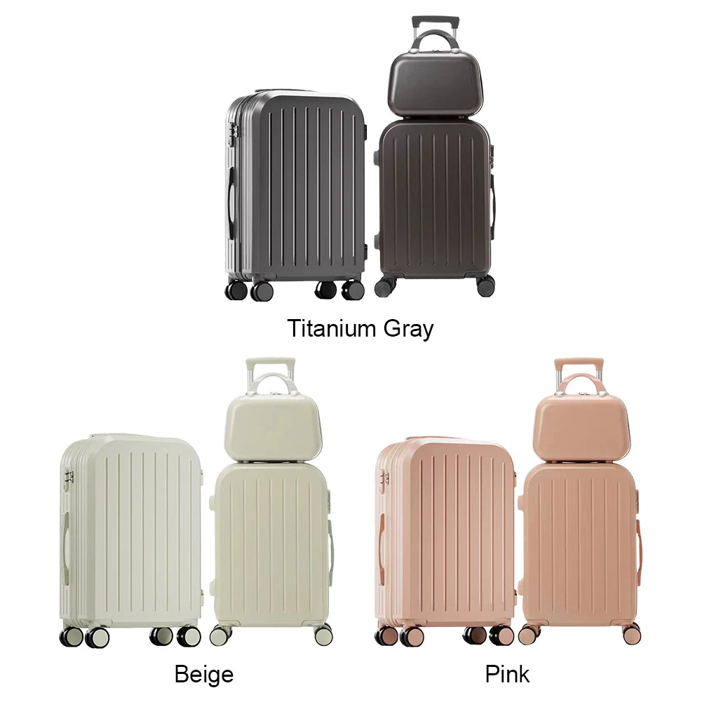 3PCS Suitcase Set – 12", 20", 24" Large Capacity Trolley Cases with USB Port, Cup Holder & Roller Lock for Travel & Business