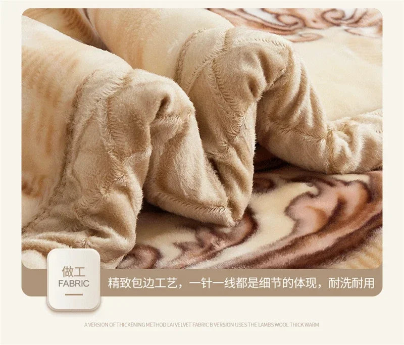 European Style Warm Raschel Blanket – Thickened Weighted Winter Comforter & Double-Sided Duvet