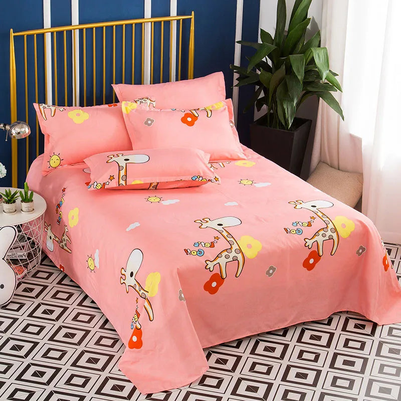 Winter Simple Style Student Hostel Sheet – Easy-Clean Printed Bedding for Dorms & Hostels