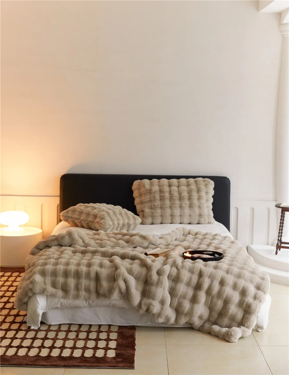 Double-Sided Faux Rabbit Fleece Blanket – Ultra Soft Warm All-Season Throw for Bed, Sofa & Travel