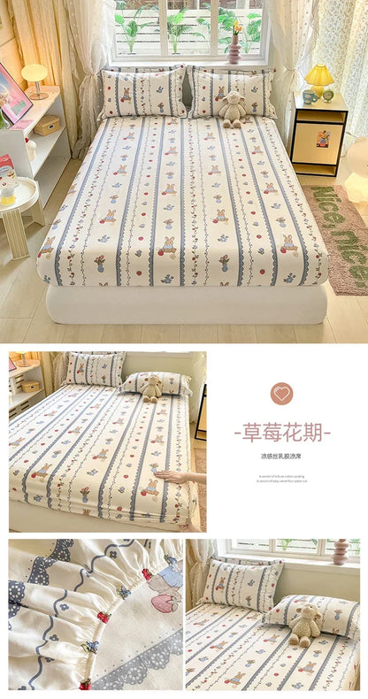 100% Cotton Bed Sheet | Cute Dinosaur Print | Elastic Fitted Mattress Cover | Kids Cartoon Bedding (No Pillowcase)