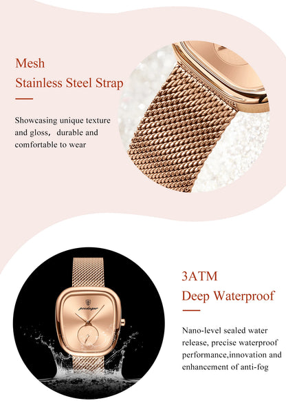 Luxury Women’s Watch – Elegant Waterproof Mesh Stainless Steel Quartz Watch for Ladies