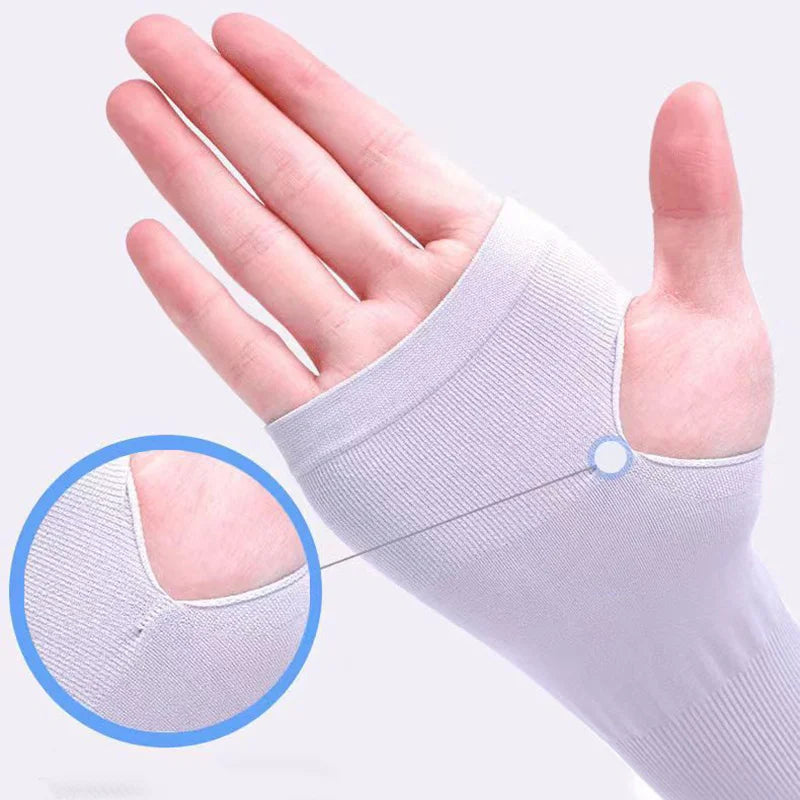 1 Pair Ice Silk Arm Sleeves – UV Protection Long Gloves for Outdoor Sports & Sun Protection