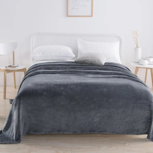 Simple & Plain Colored Plush Blanket – Thickened Farley Plush Multifunctional Cover