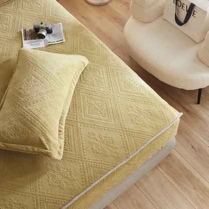 Warm Milk Velvet Bed Sheet | Thick Comfort Mattress Cover | Single, Queen & King | Elastic Band Fitted Protector