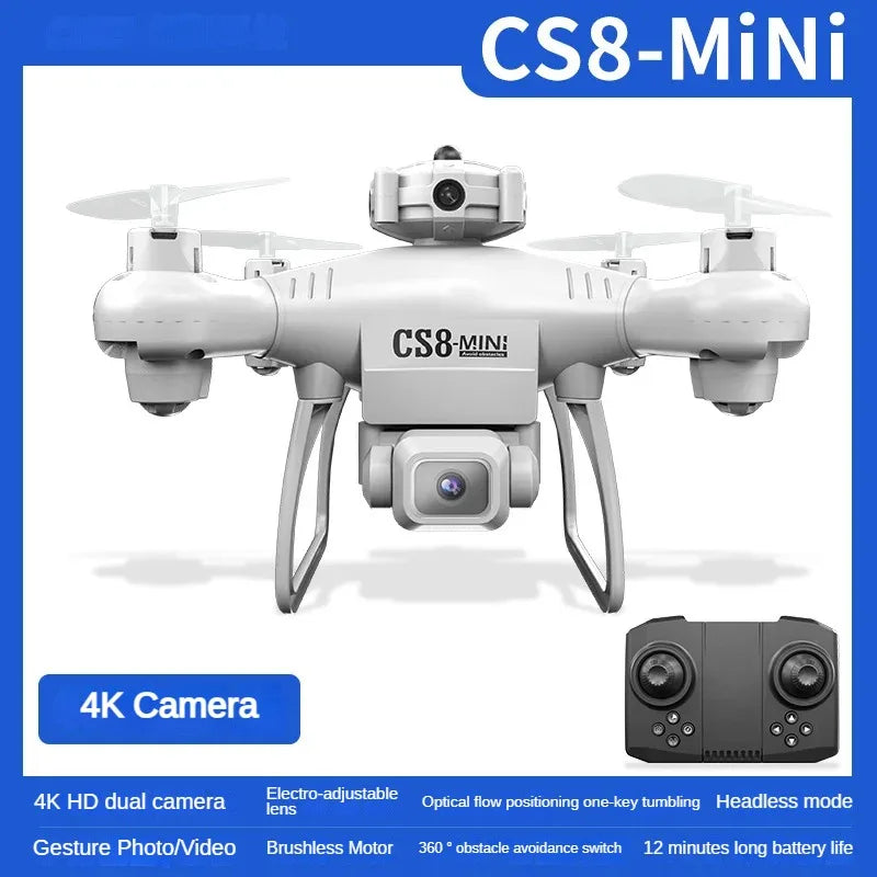 CS8 Mini Drone 4K HD Dual Camera – Professional Quadcopter with Obstacle Avoidance & 360° RC ESC Control