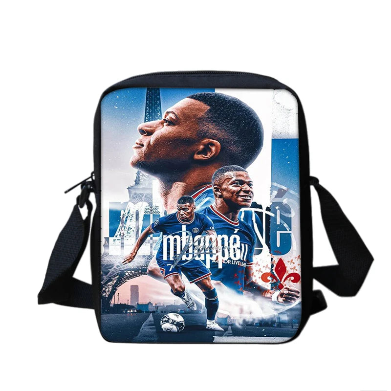 Football Sports School Backpack Set – Boys School Bag with Shoulder Bag & Pencil Case, Star Player Design, Best Gift
