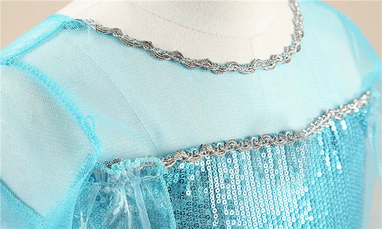 Girls Elsa Princess Dress – Frozen Snow Queen Costume for Kids 2025 Carnival & Party