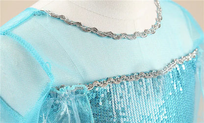 Girls Elsa Princess Dress – Frozen Snow Queen Costume for Kids 2025 Carnival & Party