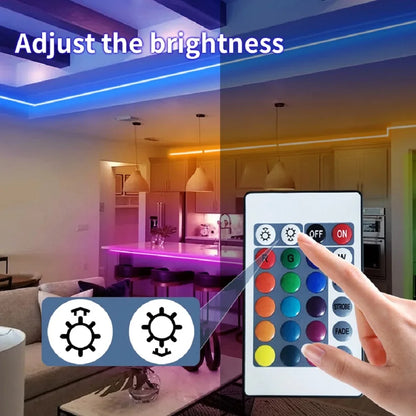 RGB LED Strip Light with USB & 24-Key Remote – Color Changing SMD Lights for Holiday Decoration
