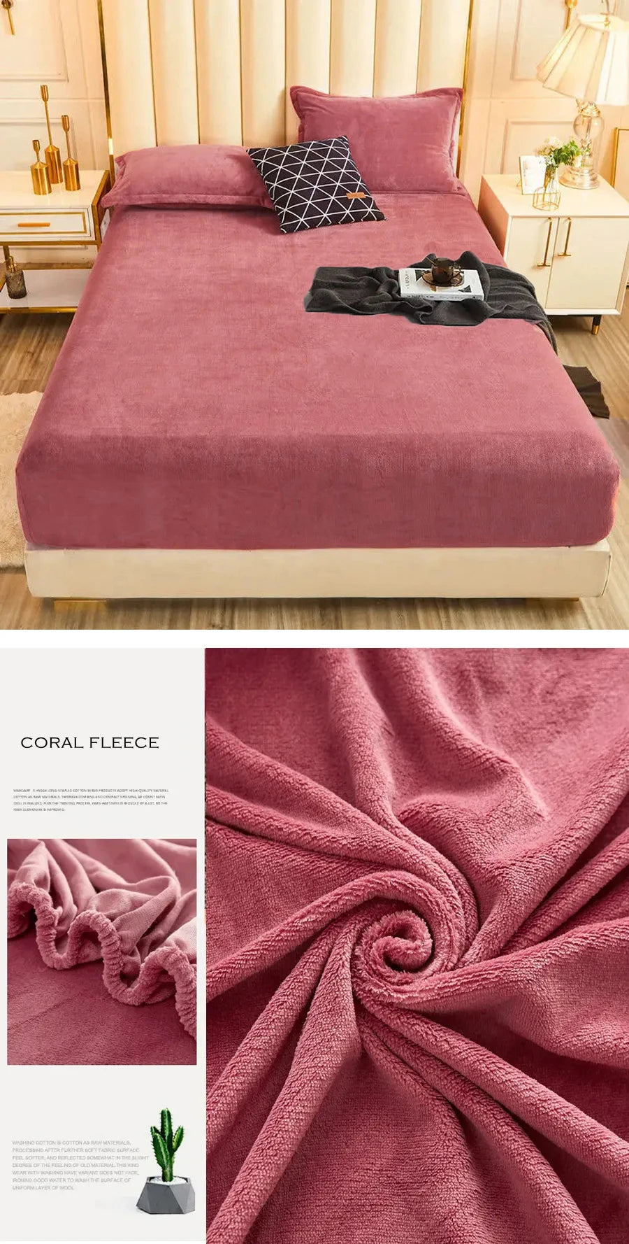 WOSTAR Winter Warm Plush Fitted Sheet | Elastic Mattress Cover | Fluffy Flannel Bed Linen | Couple Luxury Double Bed Bedding 160x200