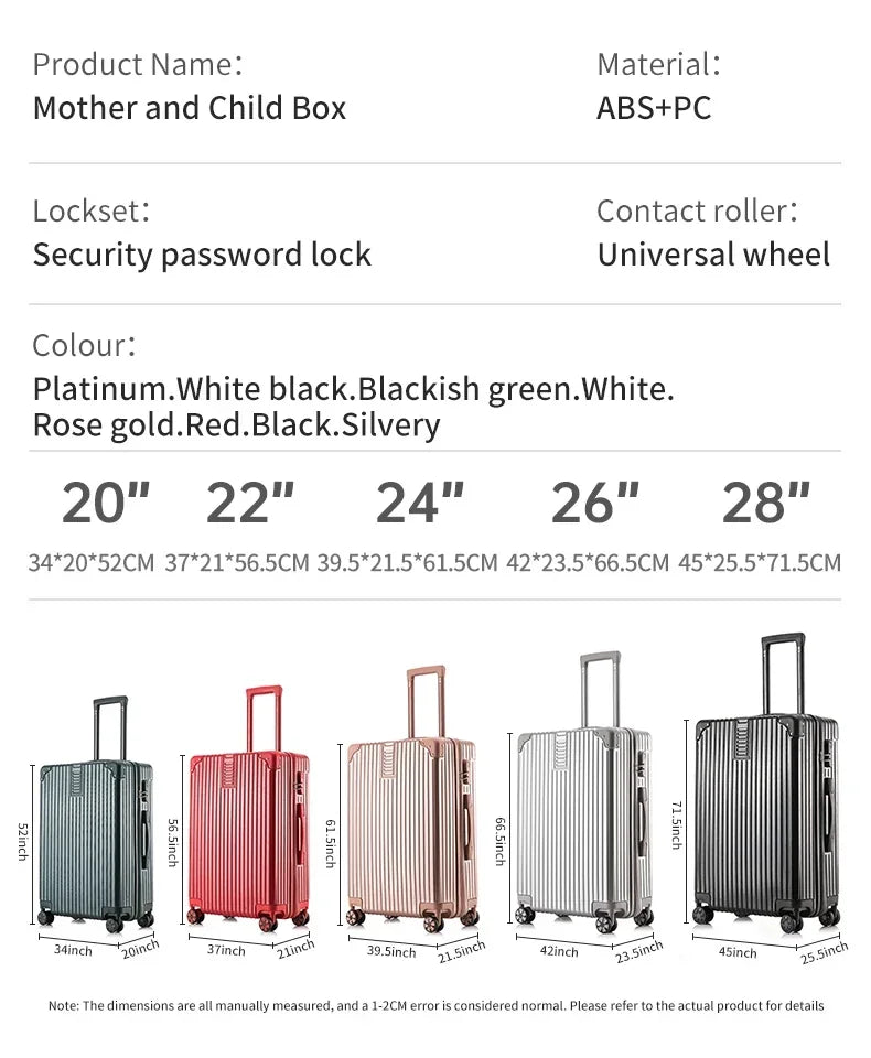 100% Aluminum Magnesium Alloy Travel Luggage – Trolley Carry-On & Checked Luggage 20", 22", 24", 26", 28" with Cup Holder