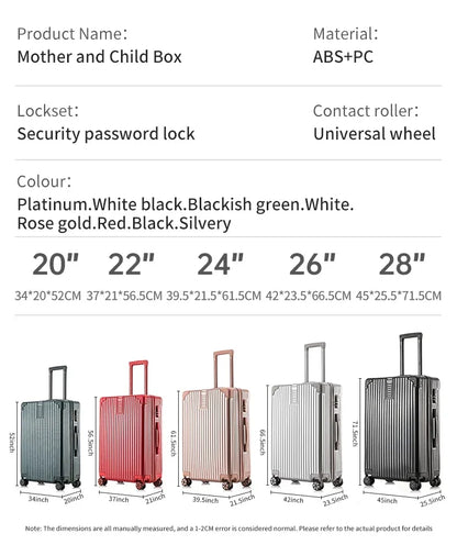 100% Aluminum Magnesium Alloy Travel Luggage – Trolley Carry-On & Checked Luggage 20", 22", 24", 26", 28" with Cup Holder