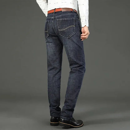 Wthinlee Men’s Business Jeans – Classic Straight Stretch Denim Trousers in Blue & Black