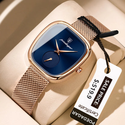Luxury Women’s Watch – Elegant Waterproof Mesh Stainless Steel Quartz Watch for Ladies