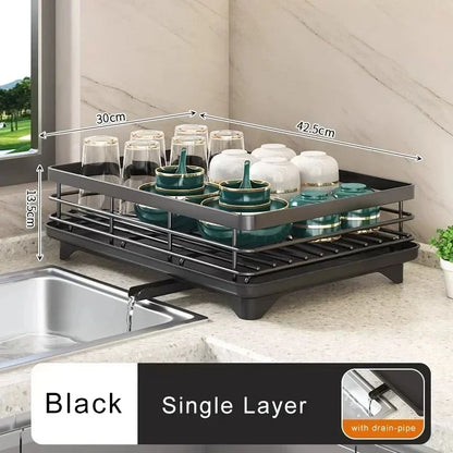 2-Tier Bowl Rack – Adjustable Dish Drainer & Kitchen Utensil Organizer
