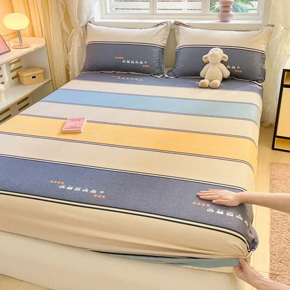 100% Cotton Bed Sheet | Cute Dinosaur Print | Elastic Fitted Mattress Cover | Kids Cartoon Bedding (No Pillowcase)
