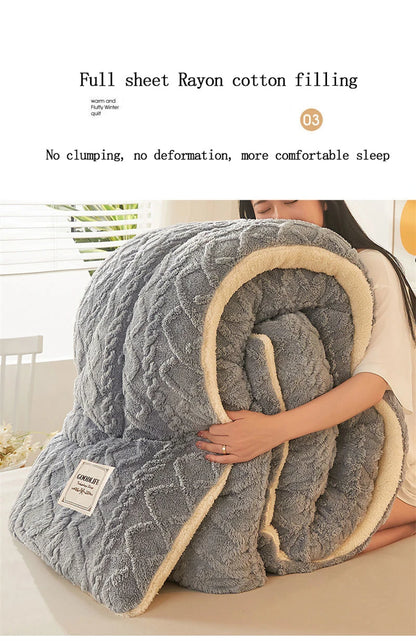 Super Thick Winter Warm Blanket – Artificial Lamb Cashmere Weighted Quilt Comforter for Bed